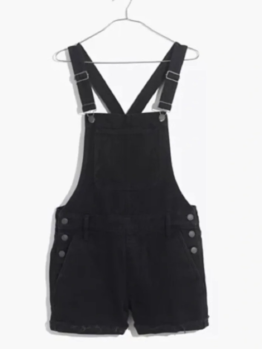 Madewell The Adrondack Short Overalls In Washed Black Size Large